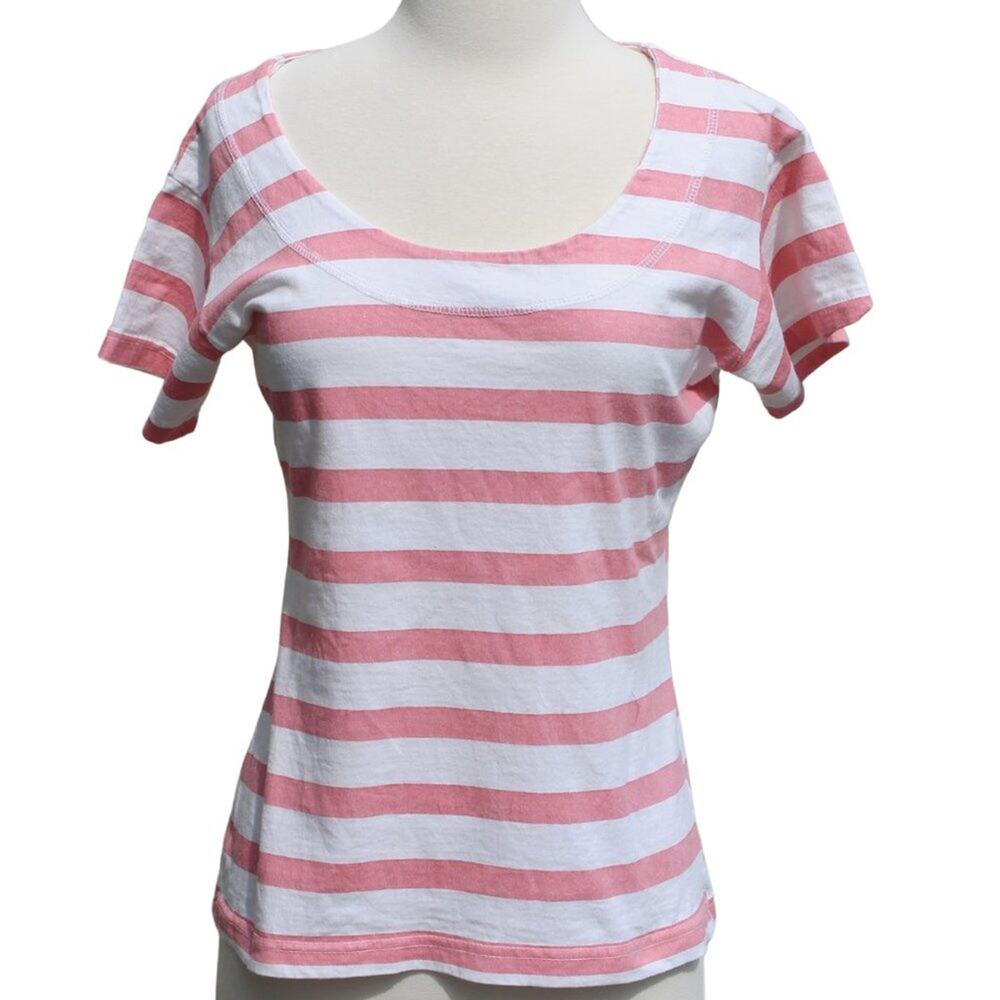 Michael Vintage Striped Cotton Short Sleeve Top Size Small